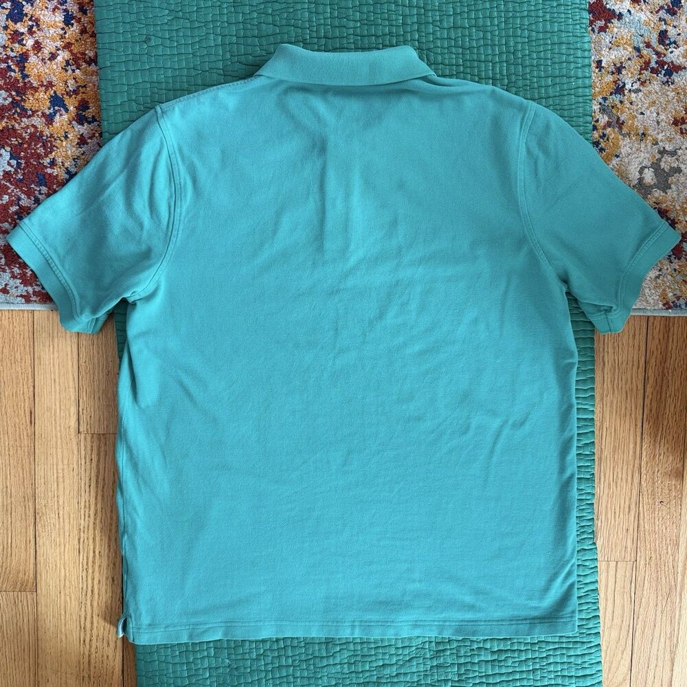 Vintage Lands End Polo Men L Turquoise Blue Made In USA Short Sleeve Shirt Faded - Picture 2 of 14